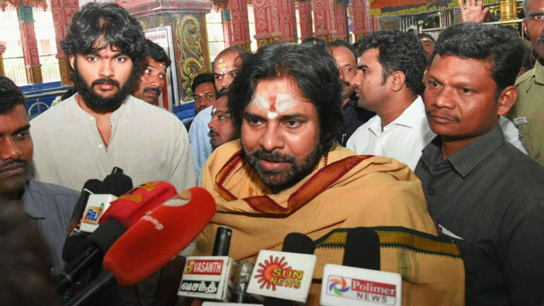 Deputy CM Pawan Kalyan With His Son Akira Nandan Visited Thiruvallam